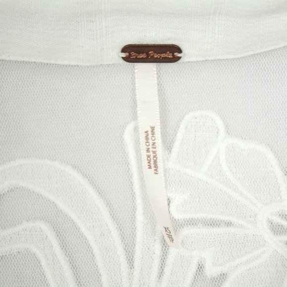 Free People White Lace Button Front Top XS - Picture 7 of 8